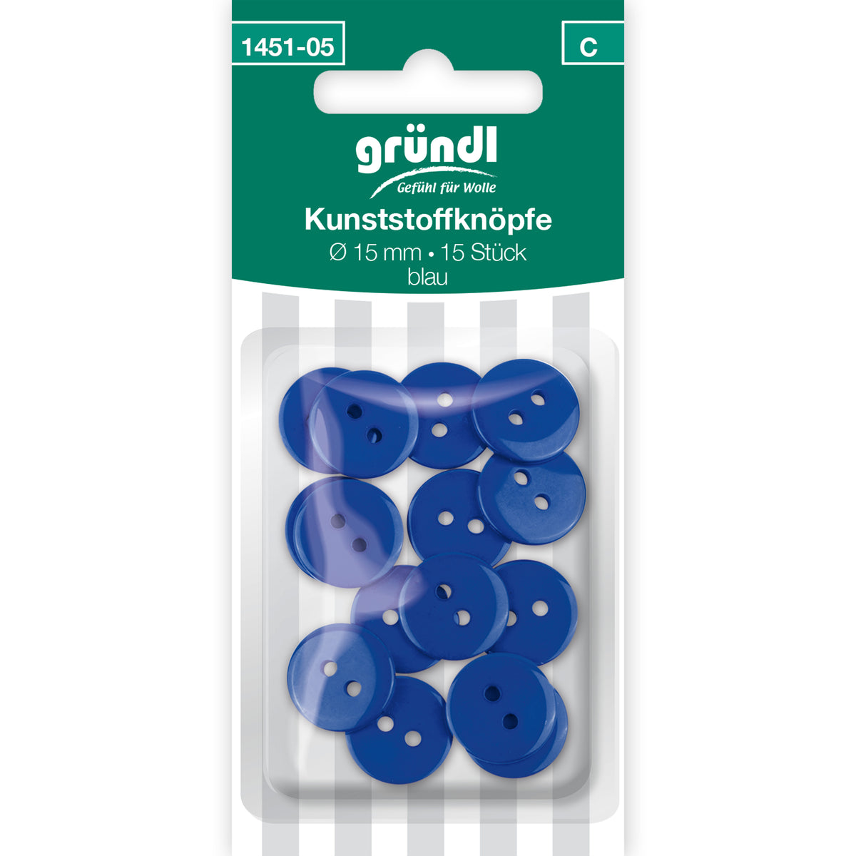 Kunststoffknöpfe, 15 Stück - blau
