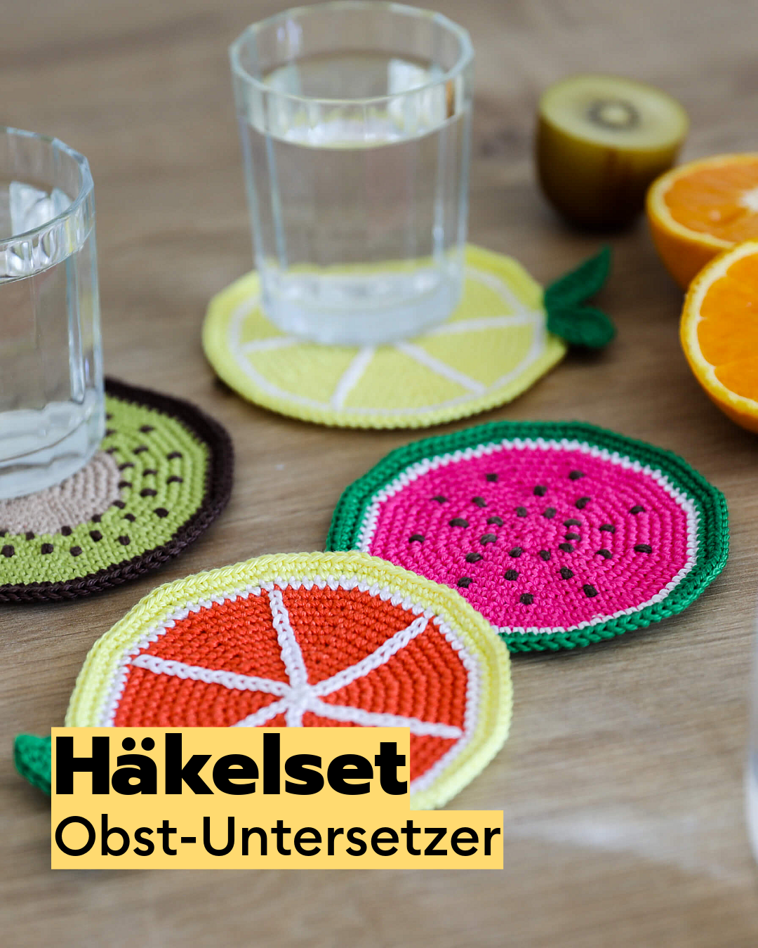 Häkelset Früchteuntersetzer
