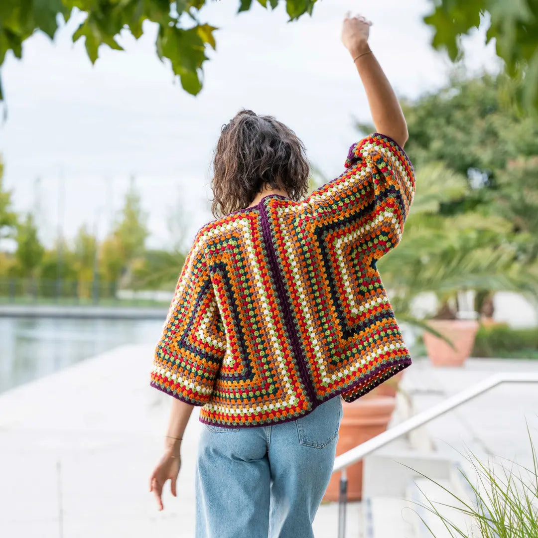 Kit de crochet Cardigan Hexagone Indian Summer