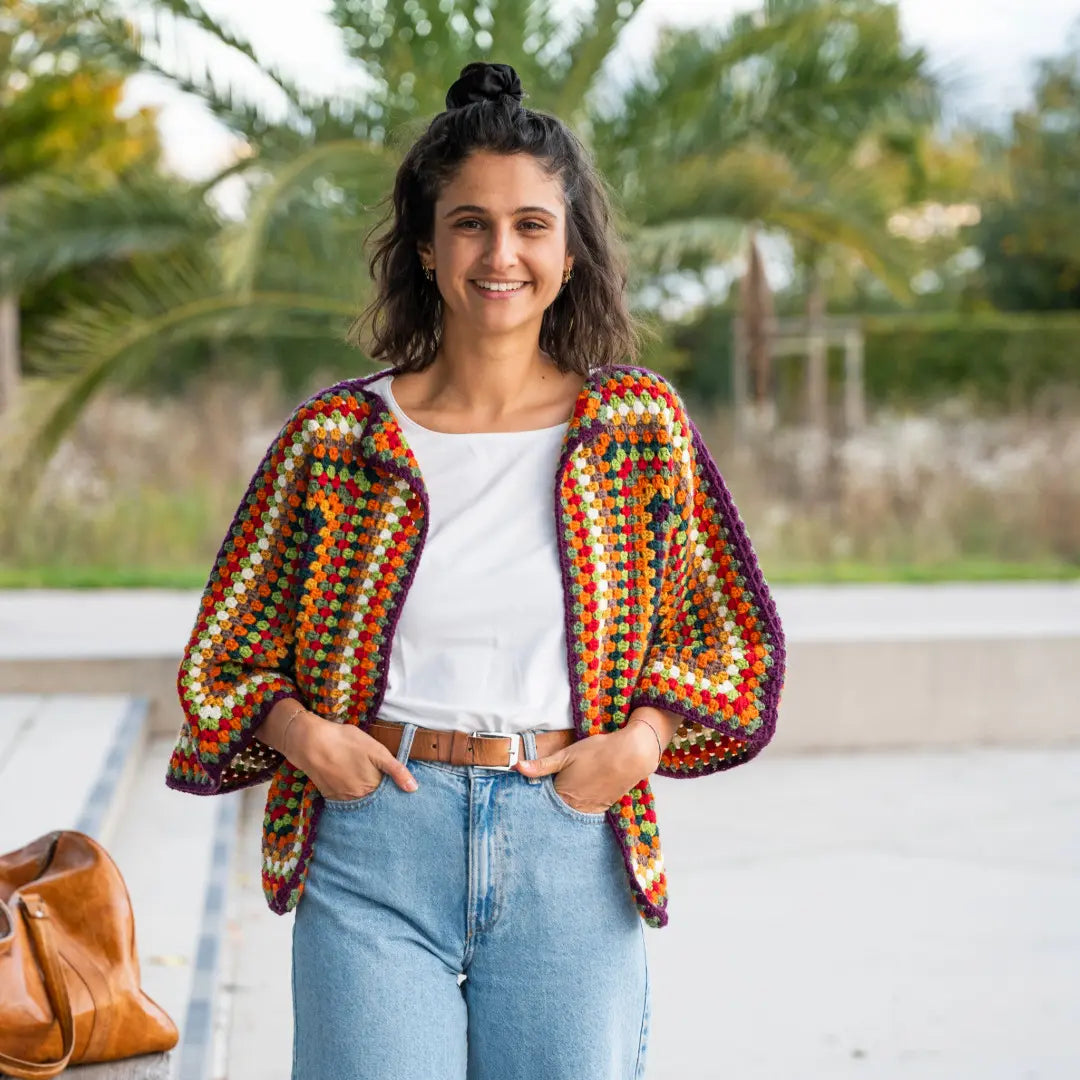 Kit de crochet Cardigan Hexagone Indian Summer
