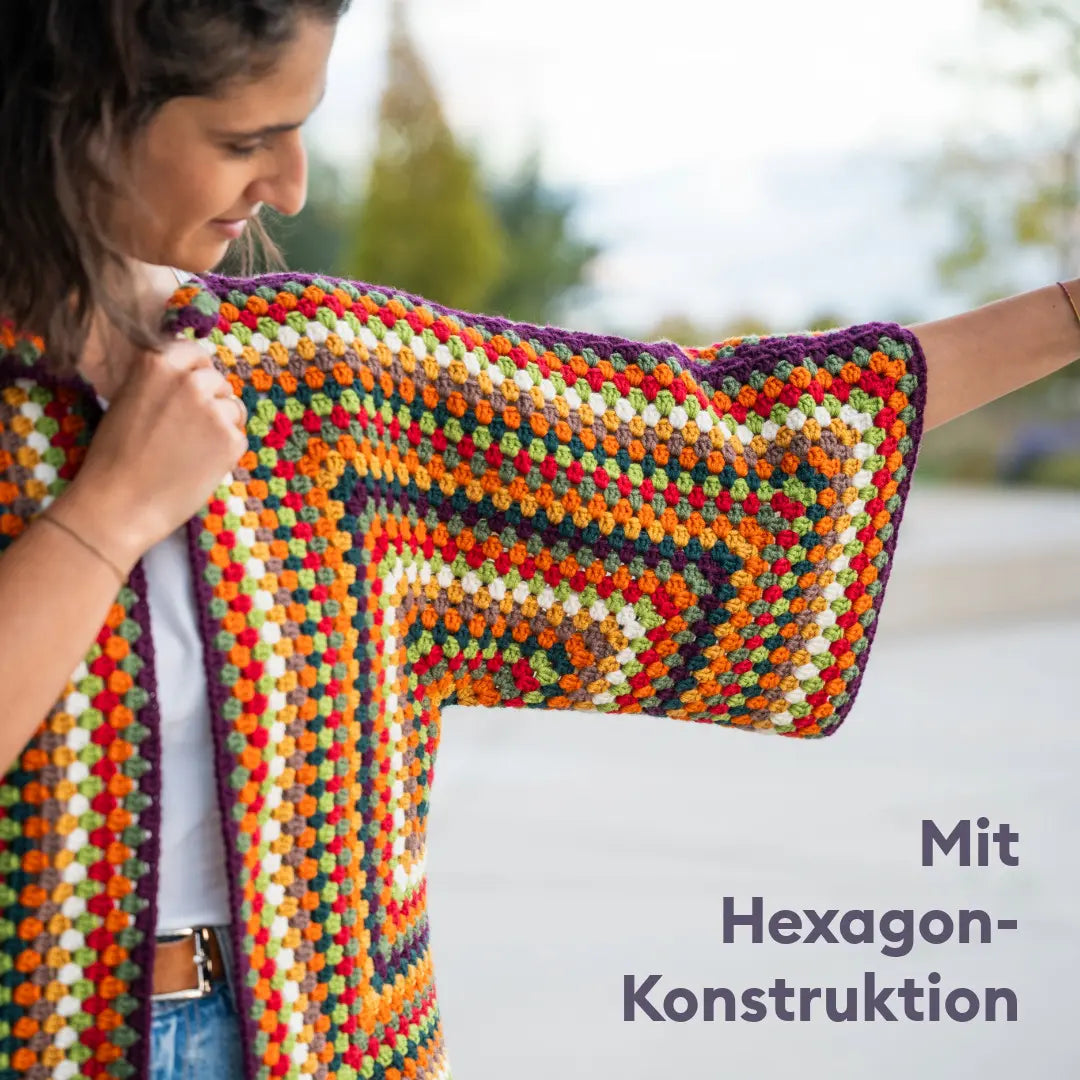 Kit de crochet Cardigan Hexagone Indian Summer