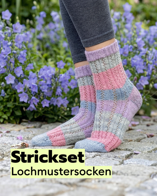 Strickset Socken mit Lochmuster