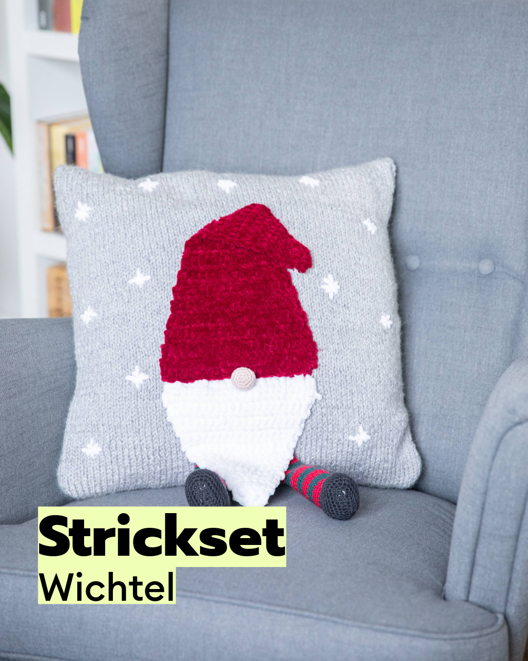 Kit de tricot Housse de coussin Lutin