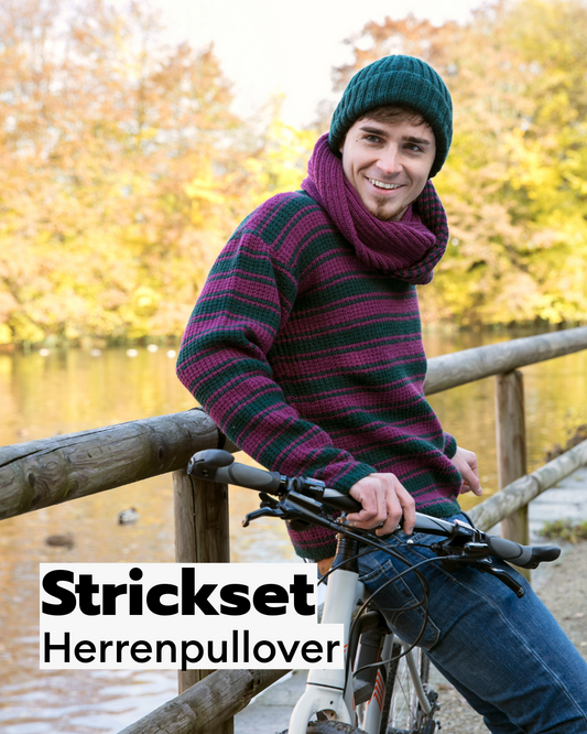 Strickset gestreifter Herrenpulli