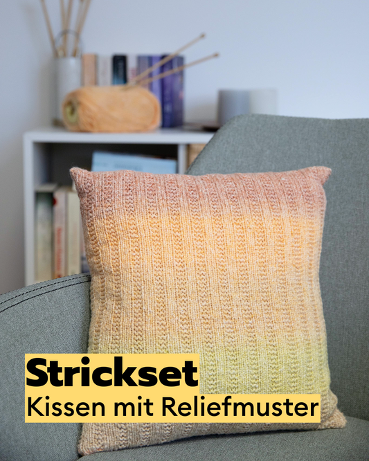 Kit tricot Housse de coussin au point relief