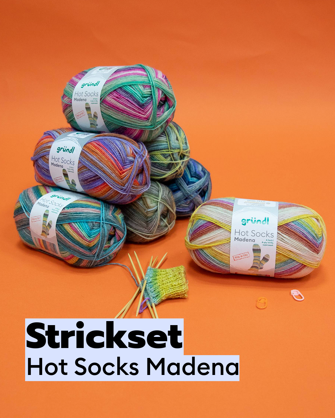 Kit de tricot Hot Socks Madena – 7x laine à chaussettes fabriquée en Italie