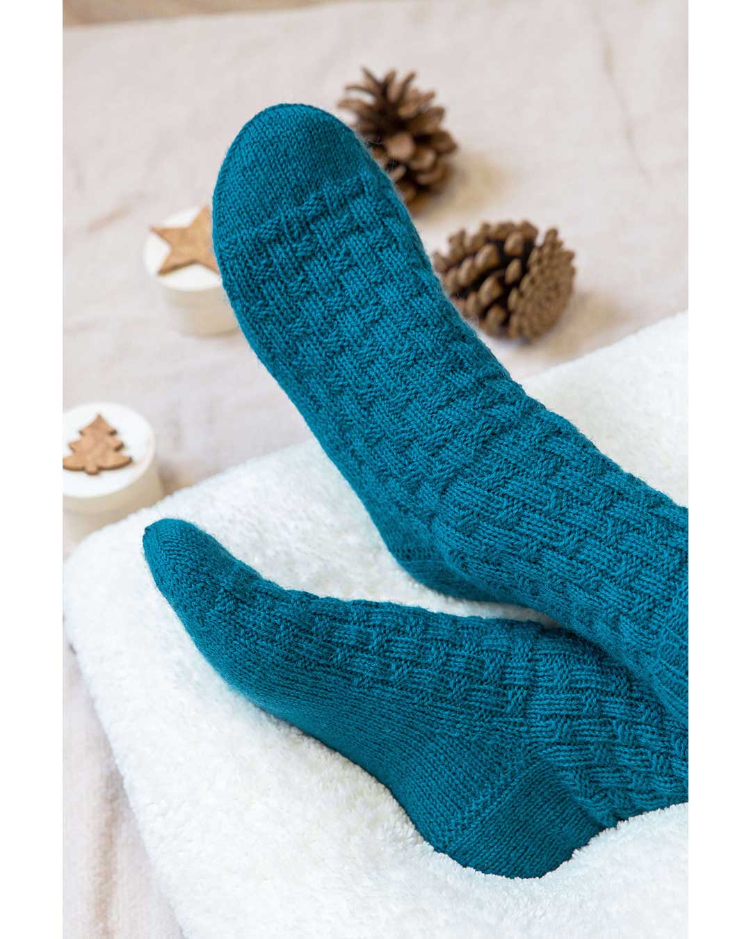 Socks with a braided pattern