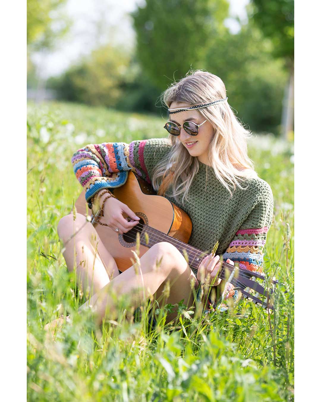 Crochet sweater in boho style