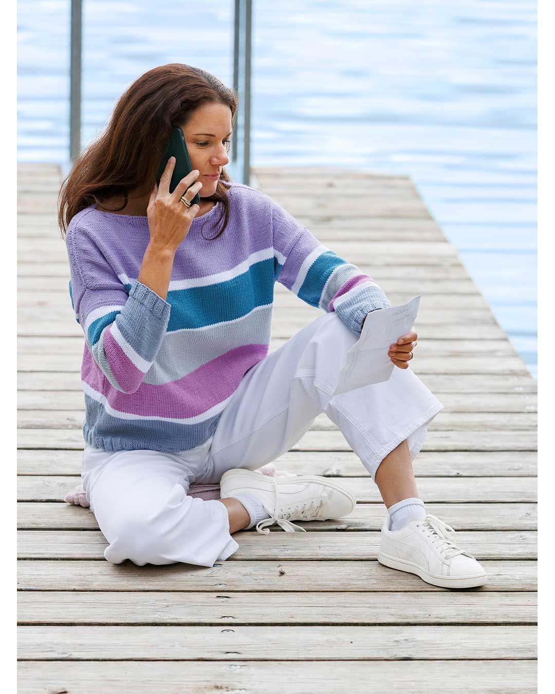 Anleitung Pulli mit Blockstreifen – lavendel-blau