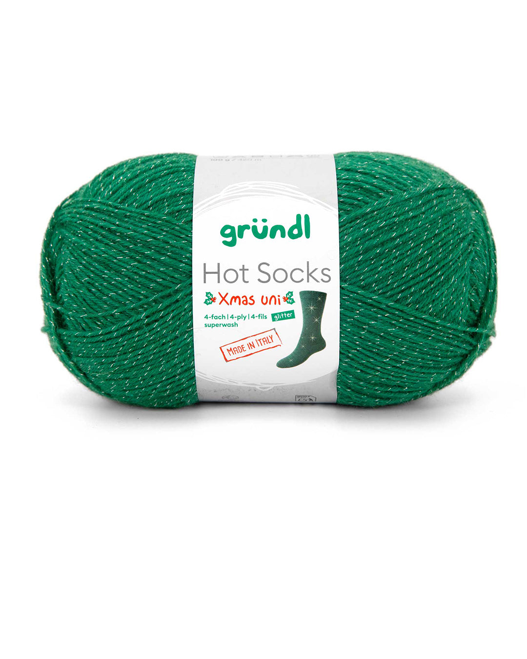 Hot Socks XMAS uni, 4-fach mit Glitter (Silberfarben)