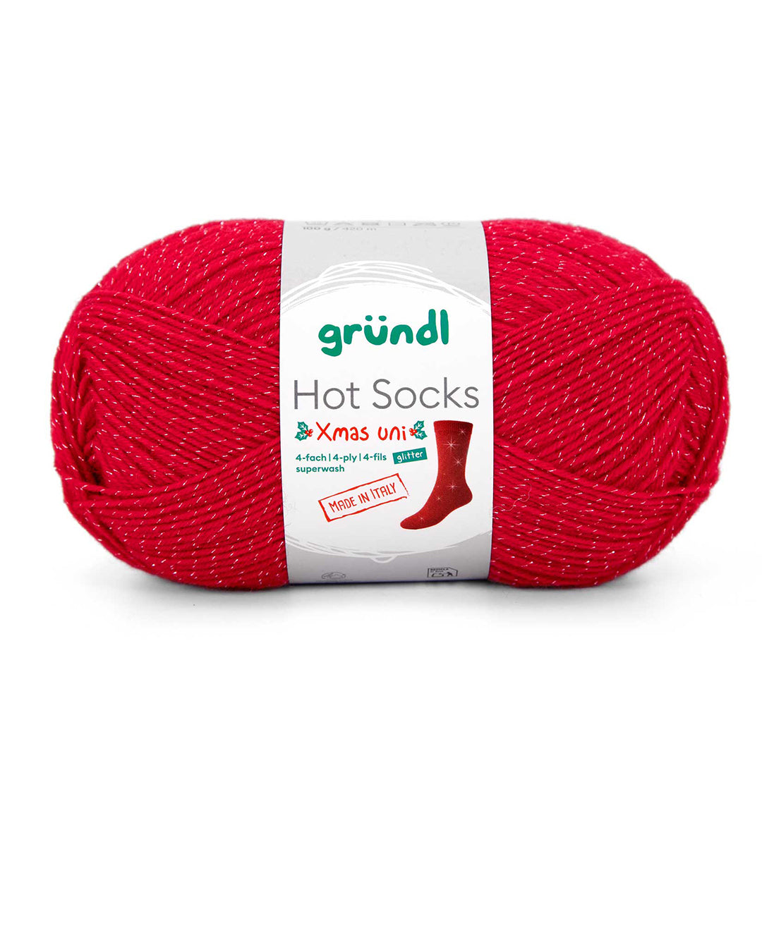 Hot Socks XMAS uni, 4-fach mit Glitter (Silberfarben)